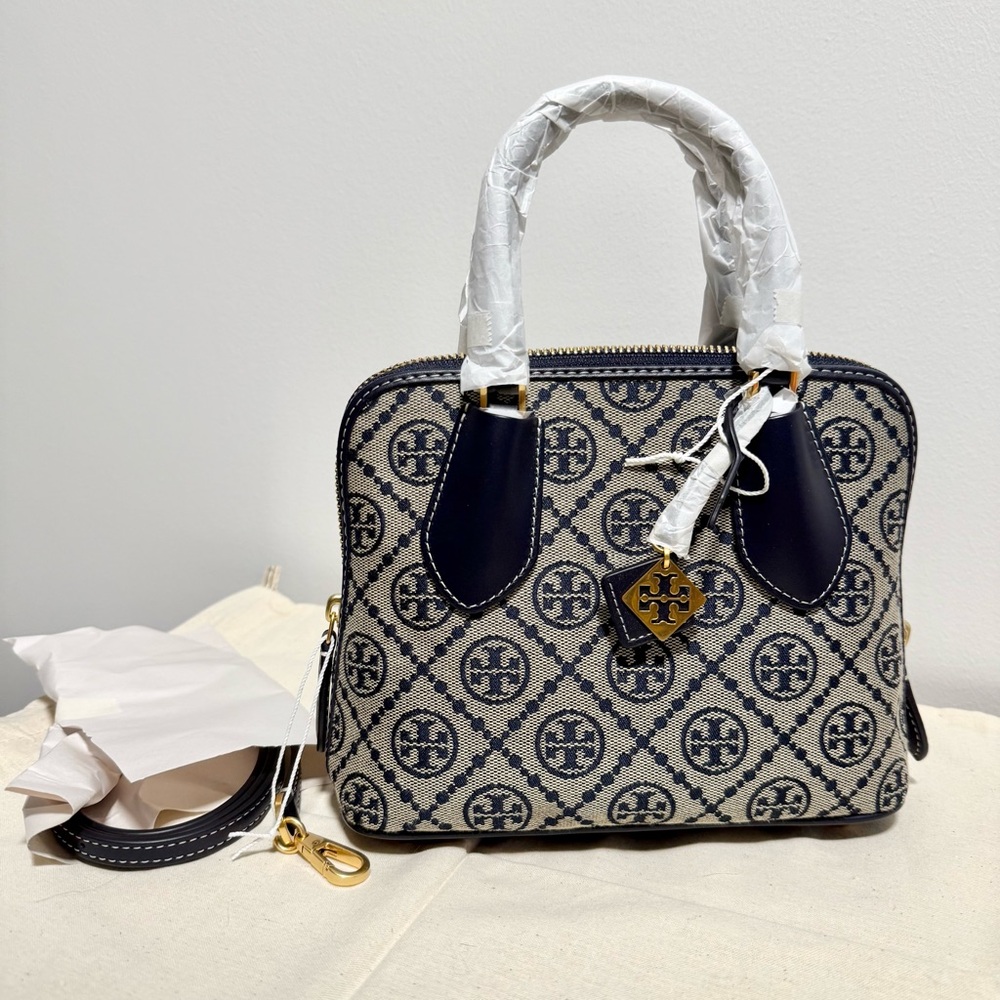 Tory Burch T Monogram Navy Satchel